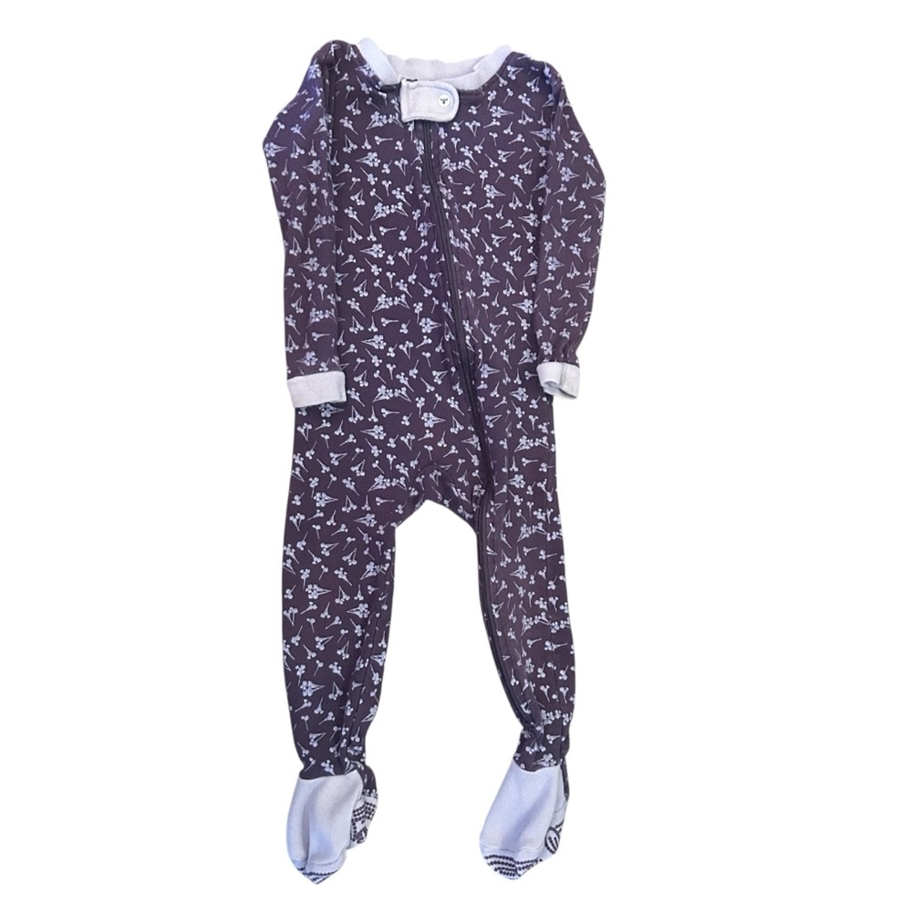 Burt's Bees Baby Purple and White Footed One Piece